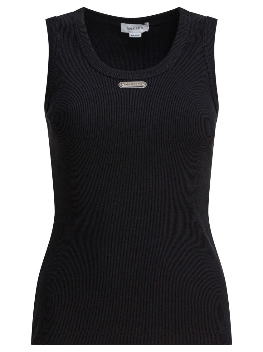 Alexander Mcqueen Ribbed Sleeveless Top With Fitted Silhouette