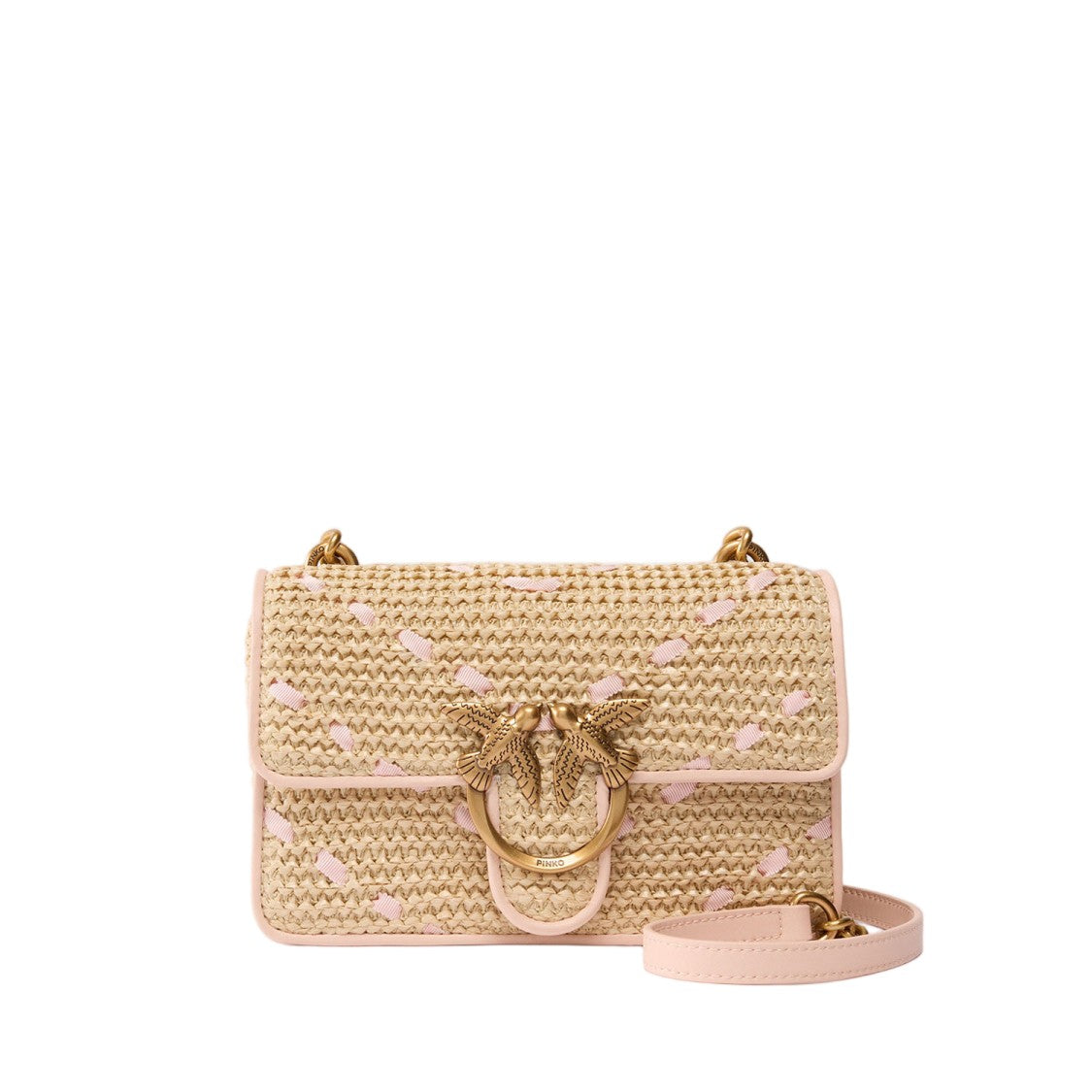 Pinko Natural/Pink Love One Mini Shoulder Bag