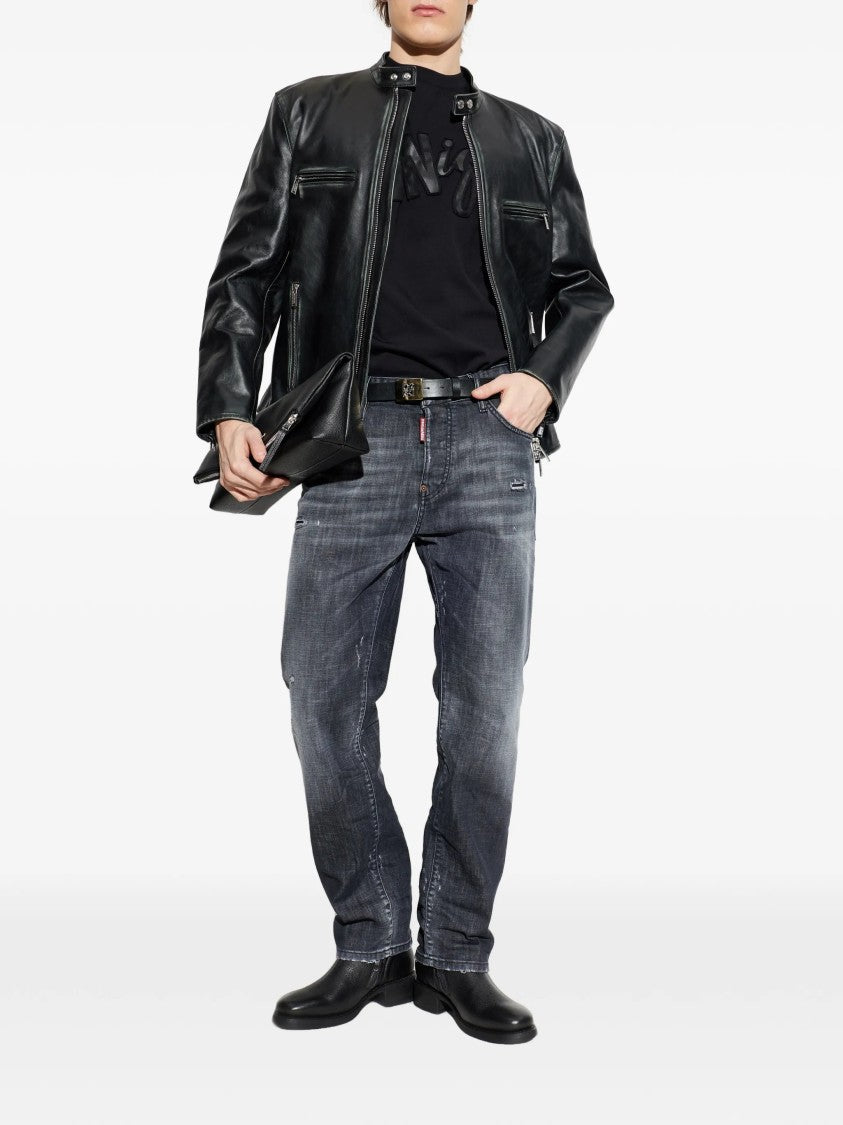 Dsquared2 Relaxed Fit Faded Black Denim Jeans