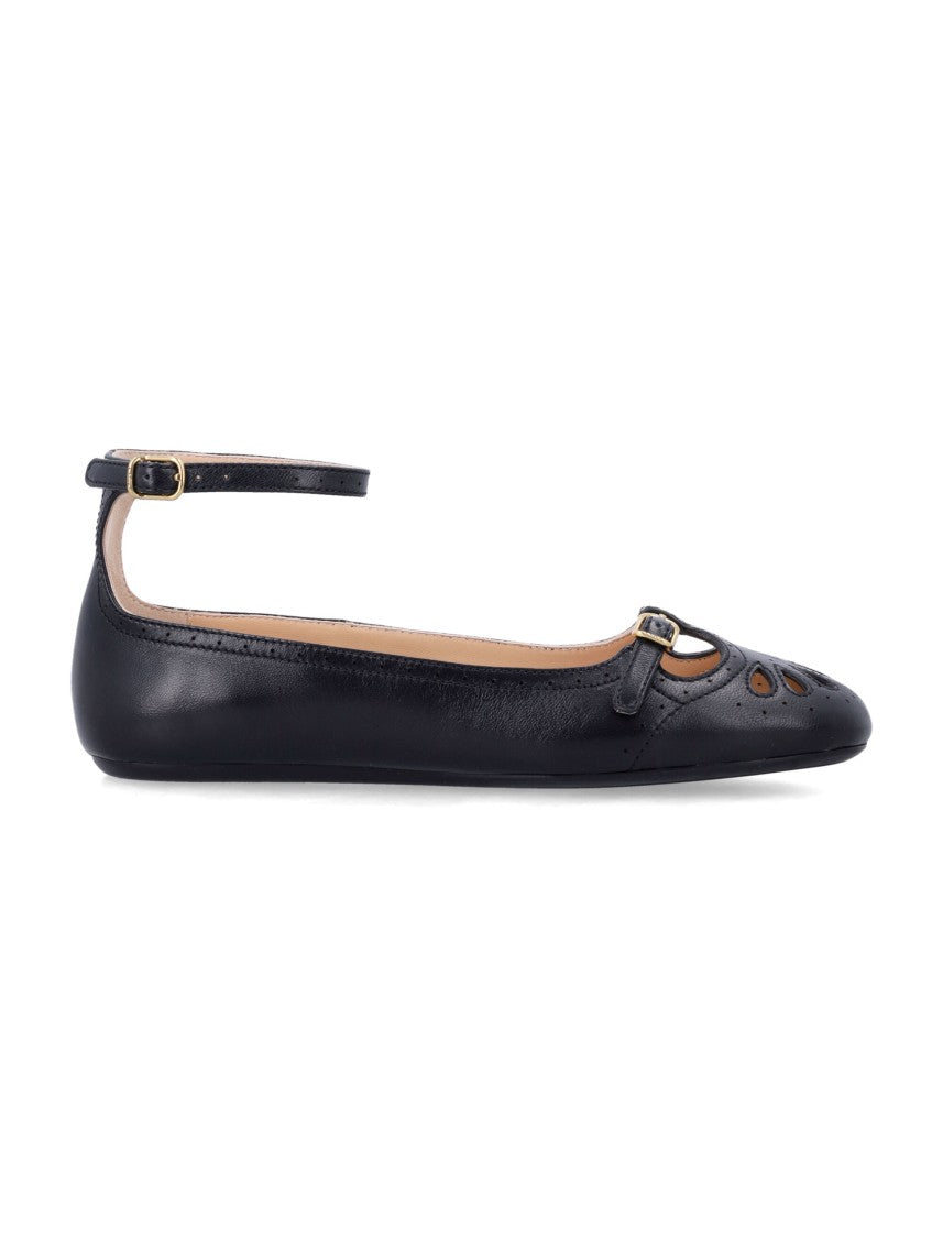 Chloé Misty Round Toe Leather Ballerina Flats