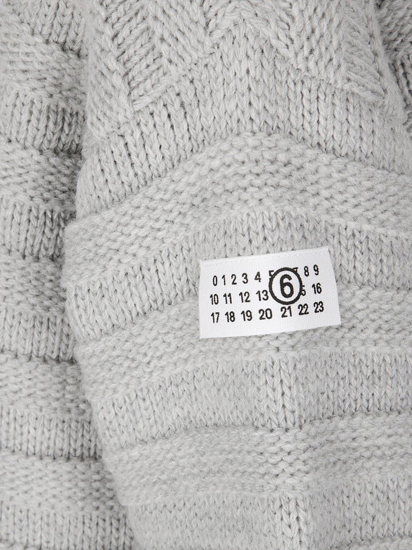Mm6 By Maison Margiela Distressed Cropped Knit Sweater