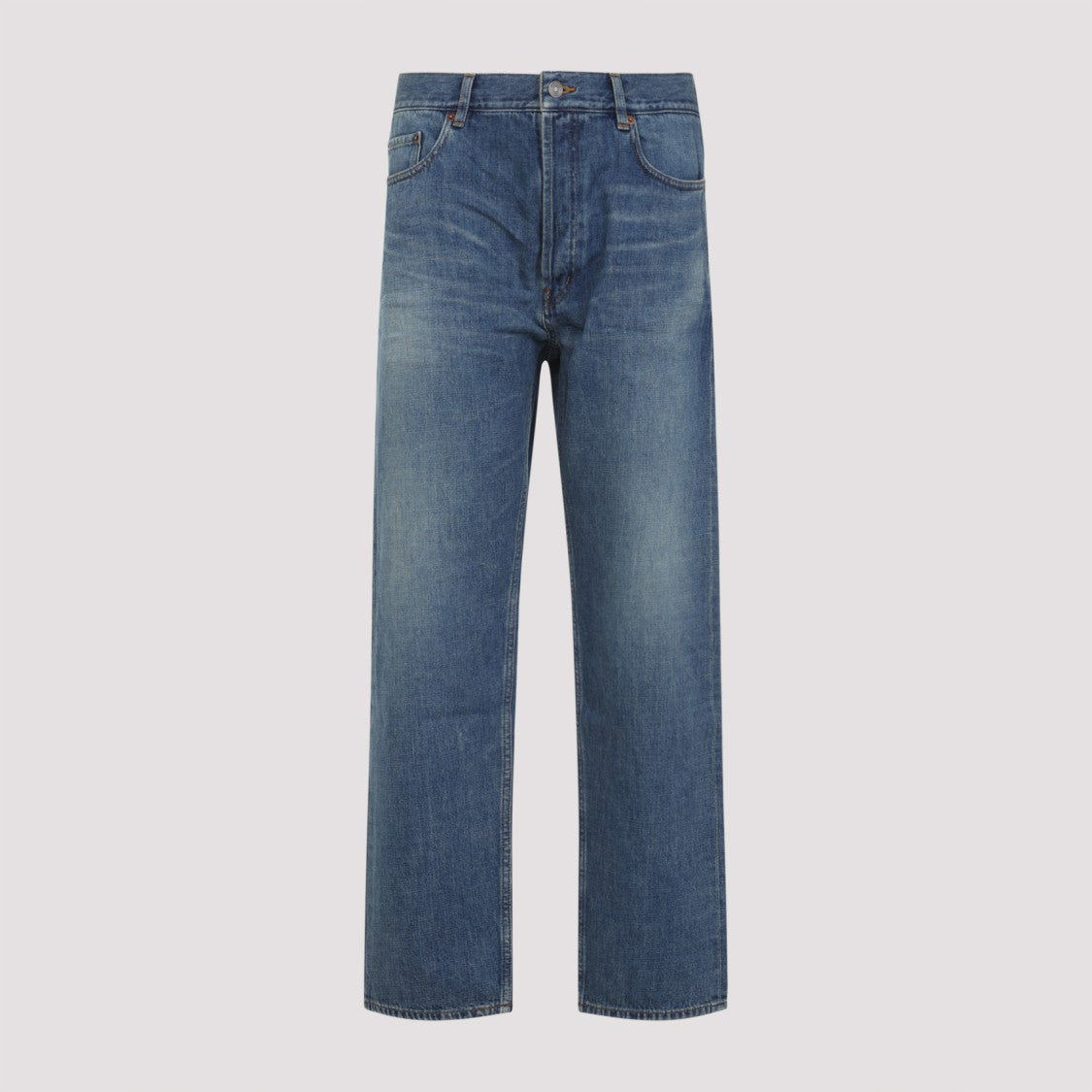 Saint Laurent Straight-Leg Denim Jeans In Medium Blue Wash