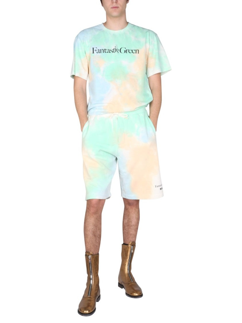 Msgm Tie Dye Pattern Bermuda