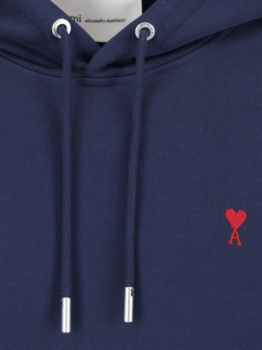 Ami Paris Blue Ami De Coeur Cotton Hoodie