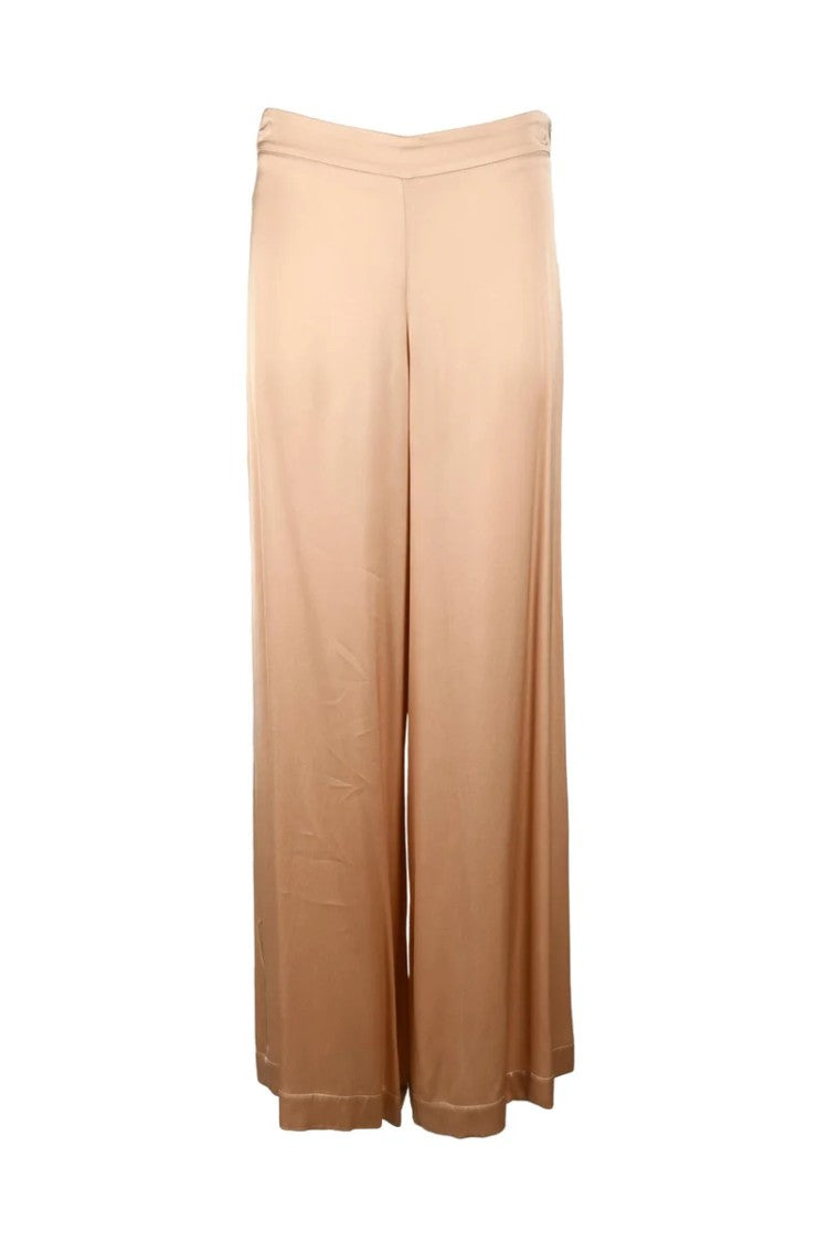 Ottod'ame Wide-Leg Pink Viscose Trousers With Minimalist Design
