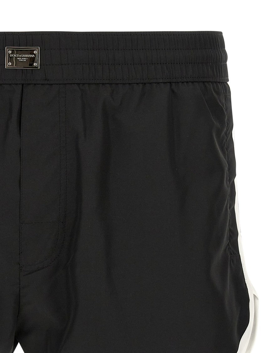 Dolce & Gabbana Technical Fabric Swimsuit With Contrasting Piping