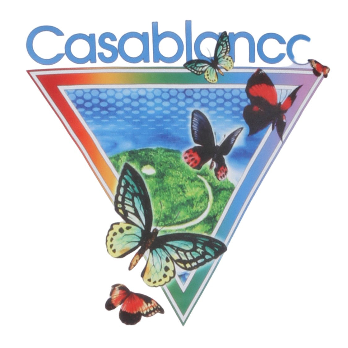 Casablanca White Short-Sleeve T-Shirt With Colorful Triangular Graphic