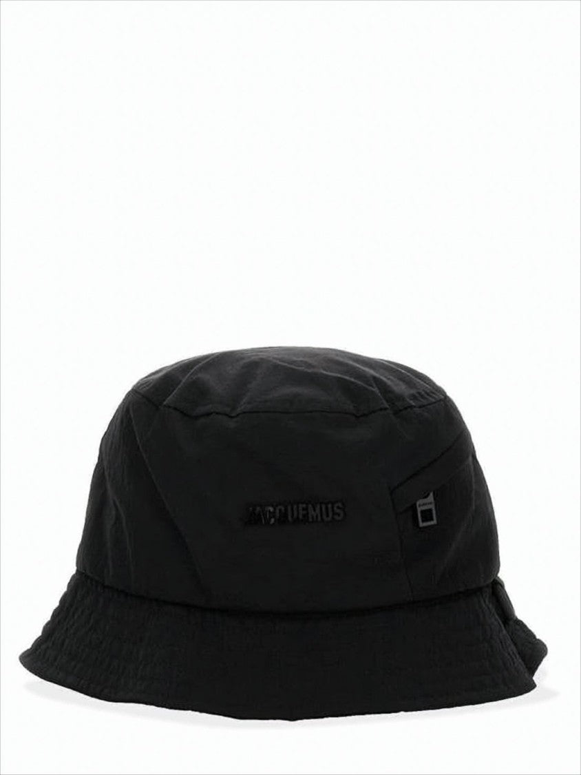 Jacquemus Minimalist Black Cotton Bucket Hat With Tonal Branding