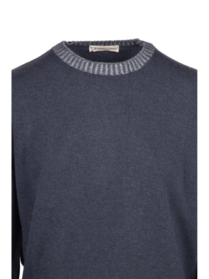 Cashmere Company P. Pullover Crew Neck Sweater In Dark Grey Wool