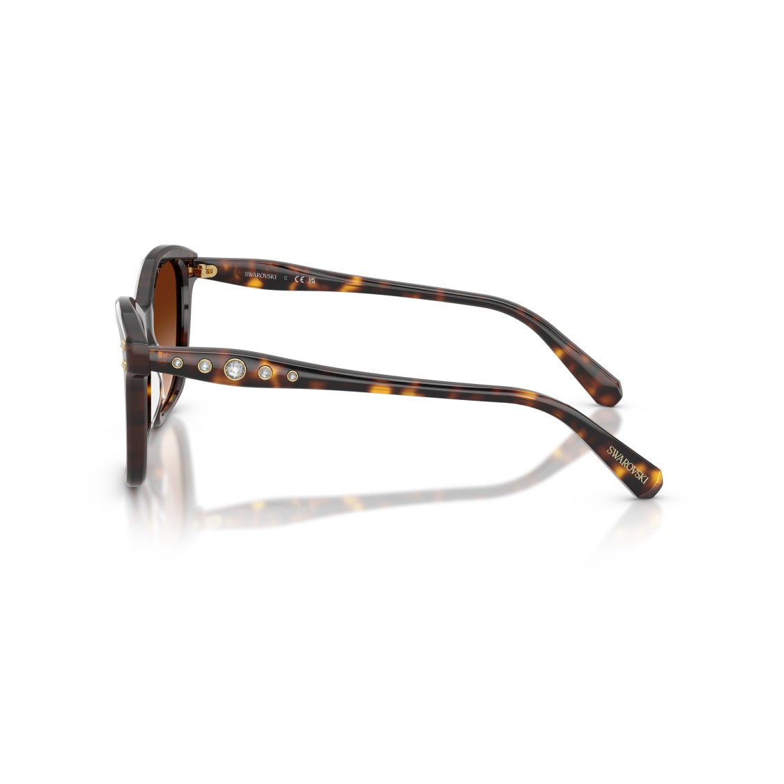 Swarovski 0Sk6063 Square Frame Tortoiseshell Sunglasses With Crystal Embellishments