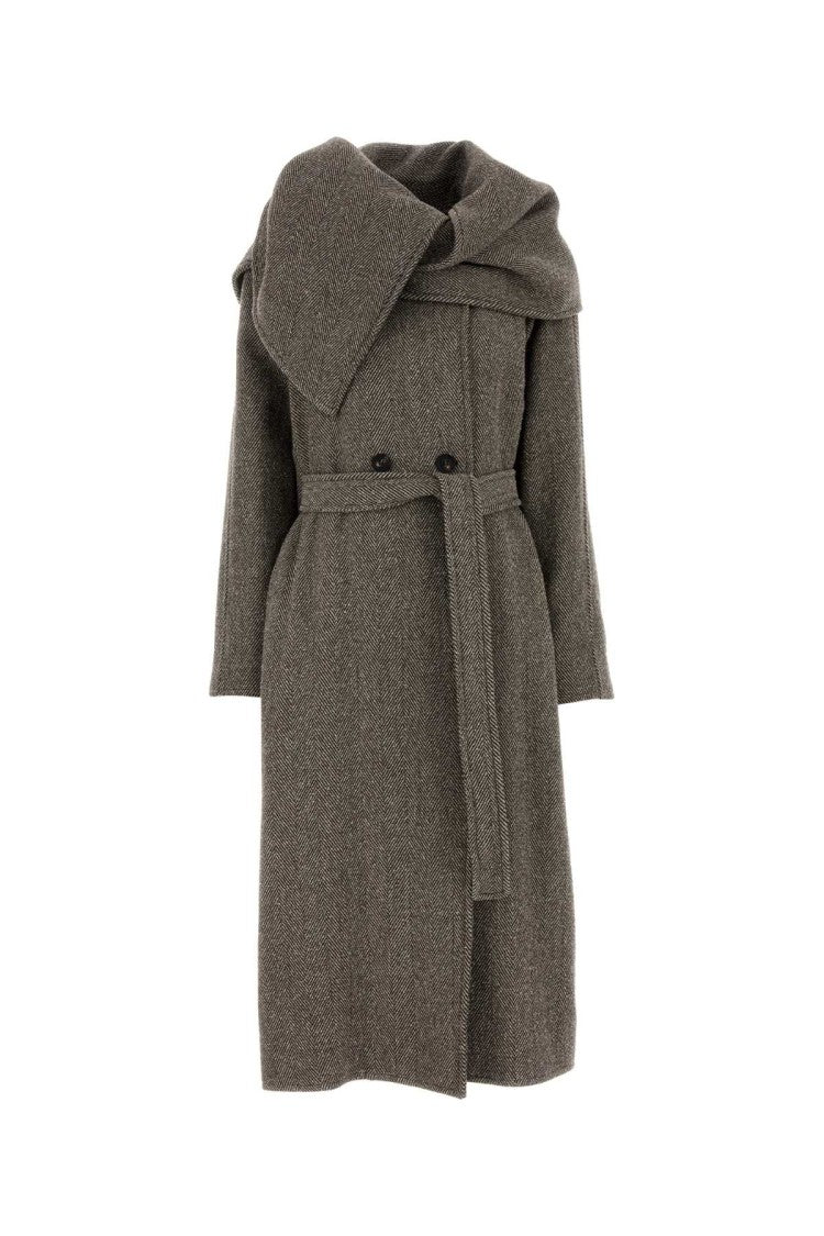 Salvatore Ferragamo Embroidered Wool Blend Coat