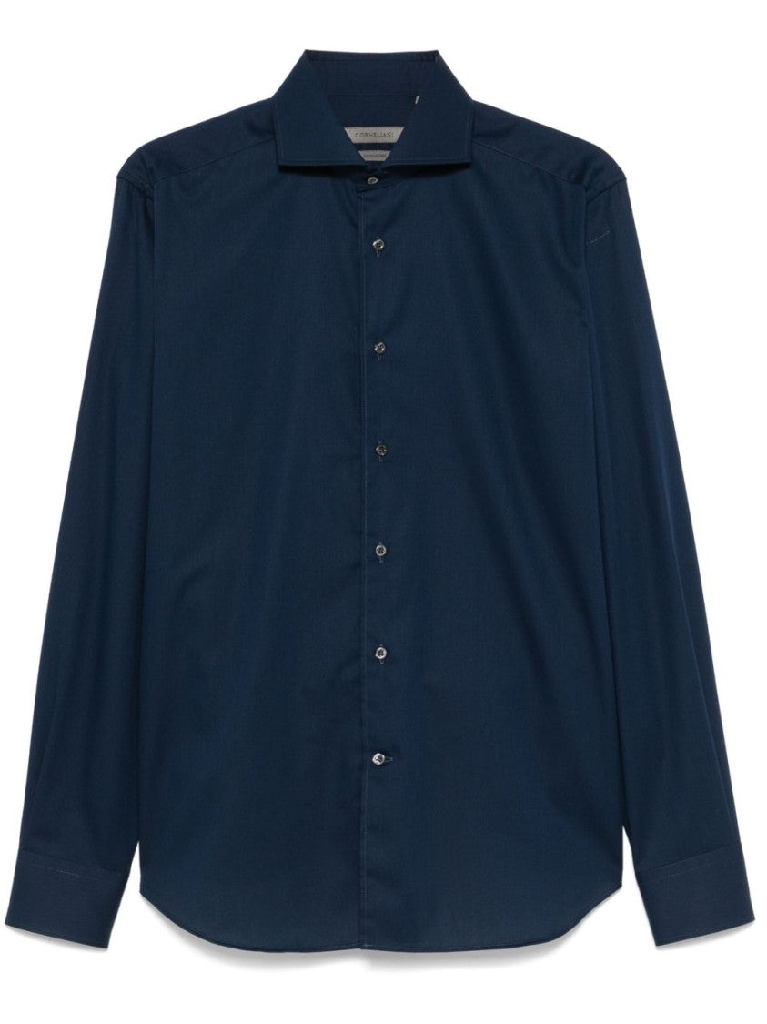 Corneliani Tailored Blue Shirt With Classic Collar