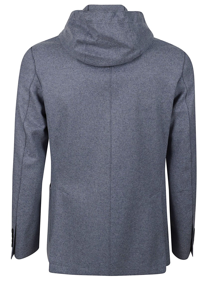 Eleventy Hooded Slim-Fit Blazer With Alcantara Details