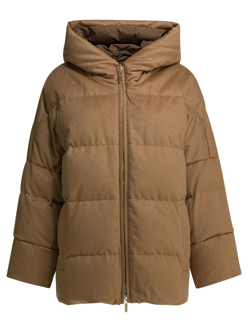 Max Mara Boxy Padded Jacket With High Collar And Reversible Texture