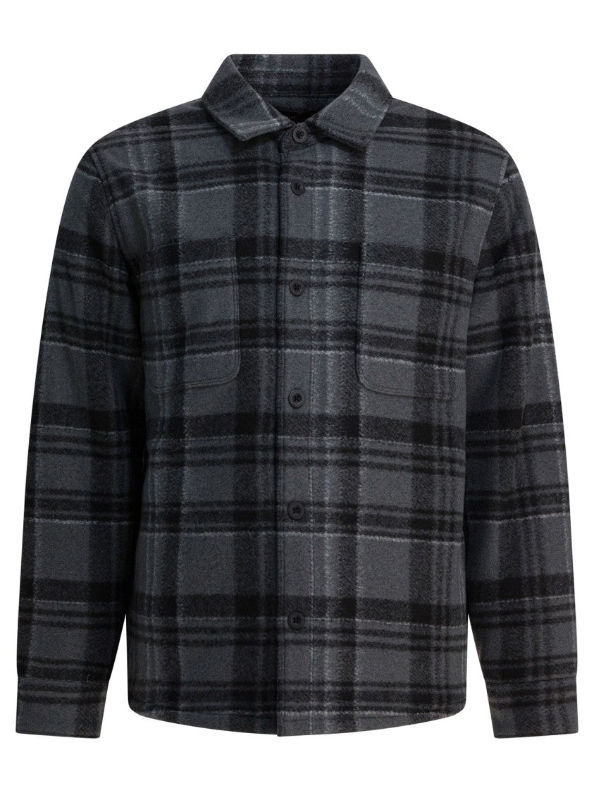 Vince Check Overshirt Jacket With Fleece-Lined Interior