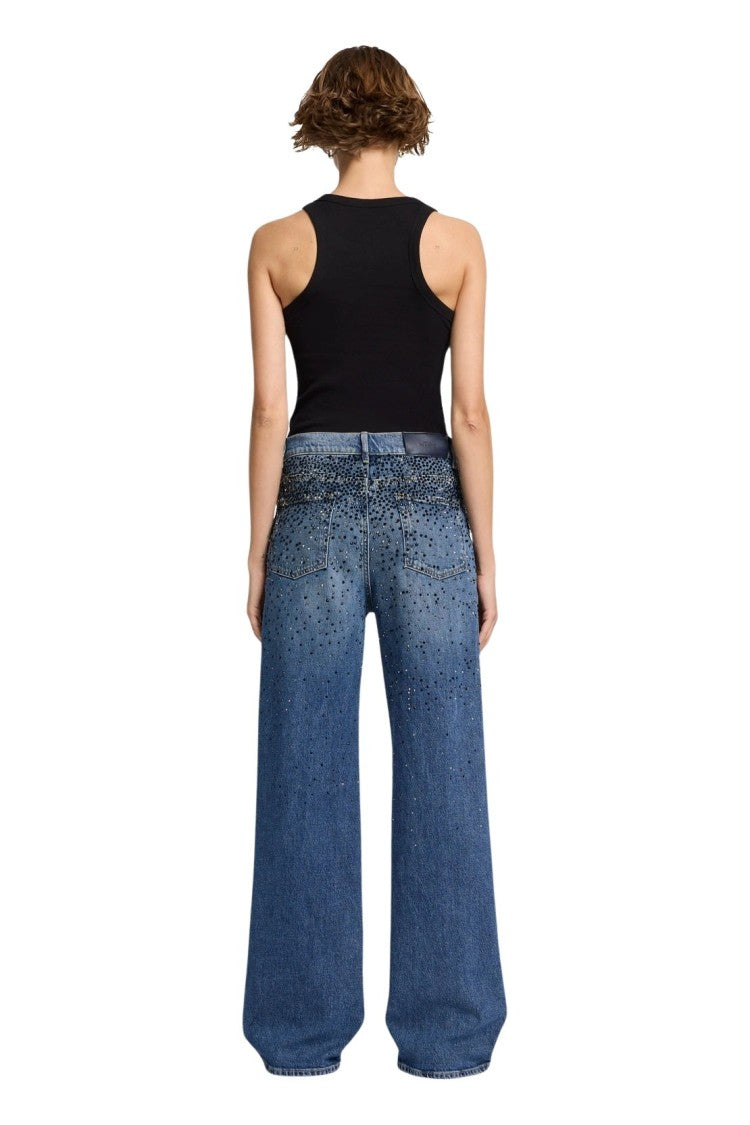 7 For All Mankind Low Slung Wide Leg Candy With Faded Crystals