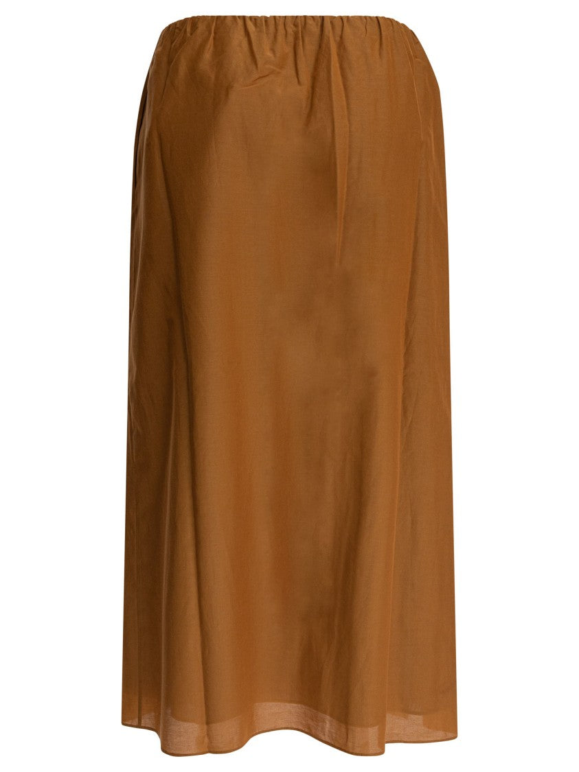 Loulou De Saison Long Gathered Skirt In Soft Cotton-Silk Blend