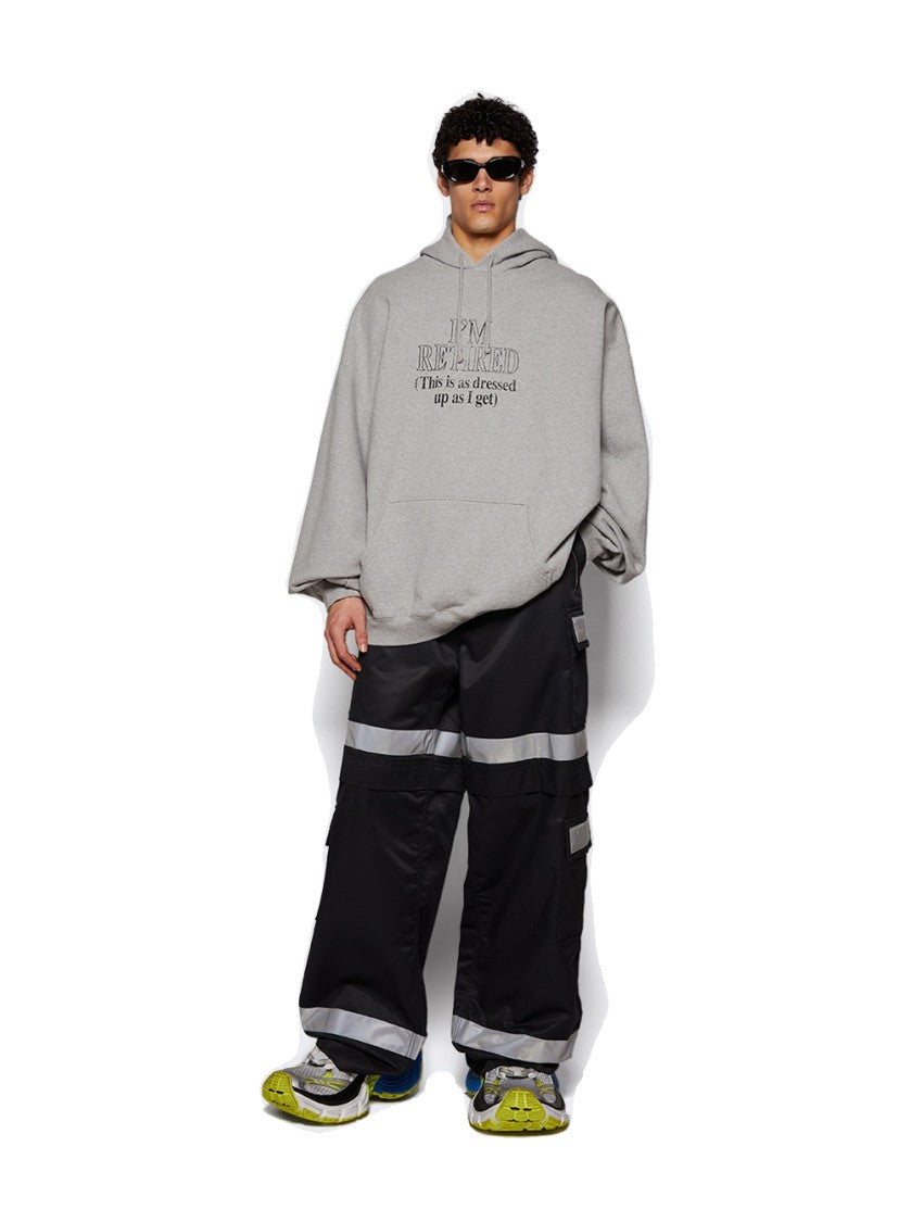 Vetements I'm Retired Oversized Hoodie Grey Melange