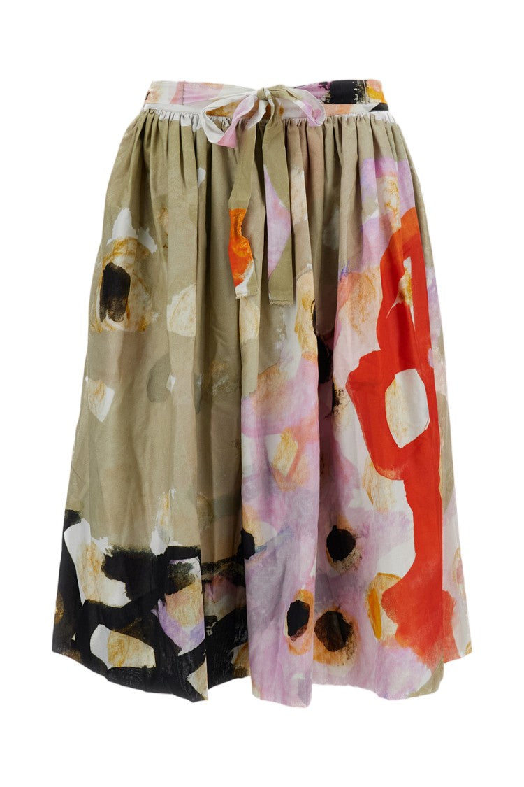 Daniela Gregis Cotton Balloon Skirt With Abstract Multicolor Print