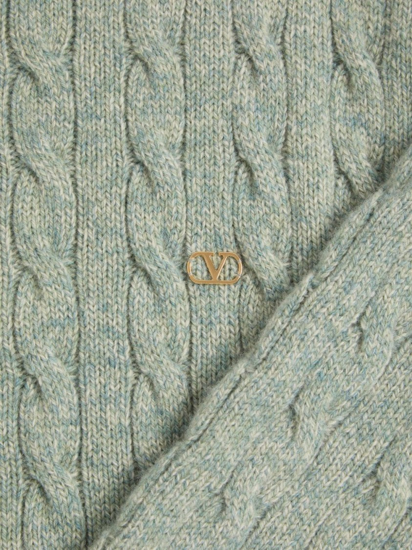 Valentino Garavani Textured Cable-Knit Crew Neck Sweater