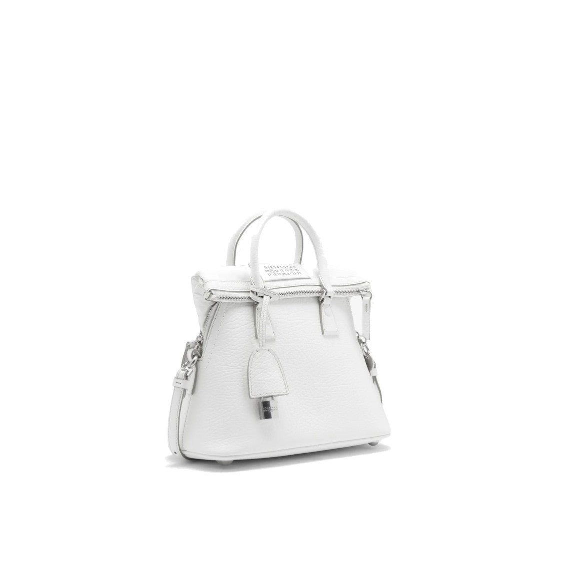 Maison Margiela Trapezoidal Textured Leather Mini Bag With Silver Hardware