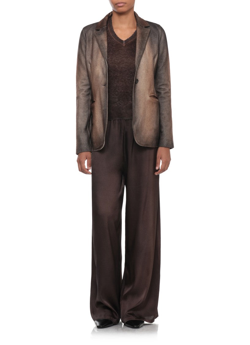 Avant Toi Brown Textured V-Neck Sweater