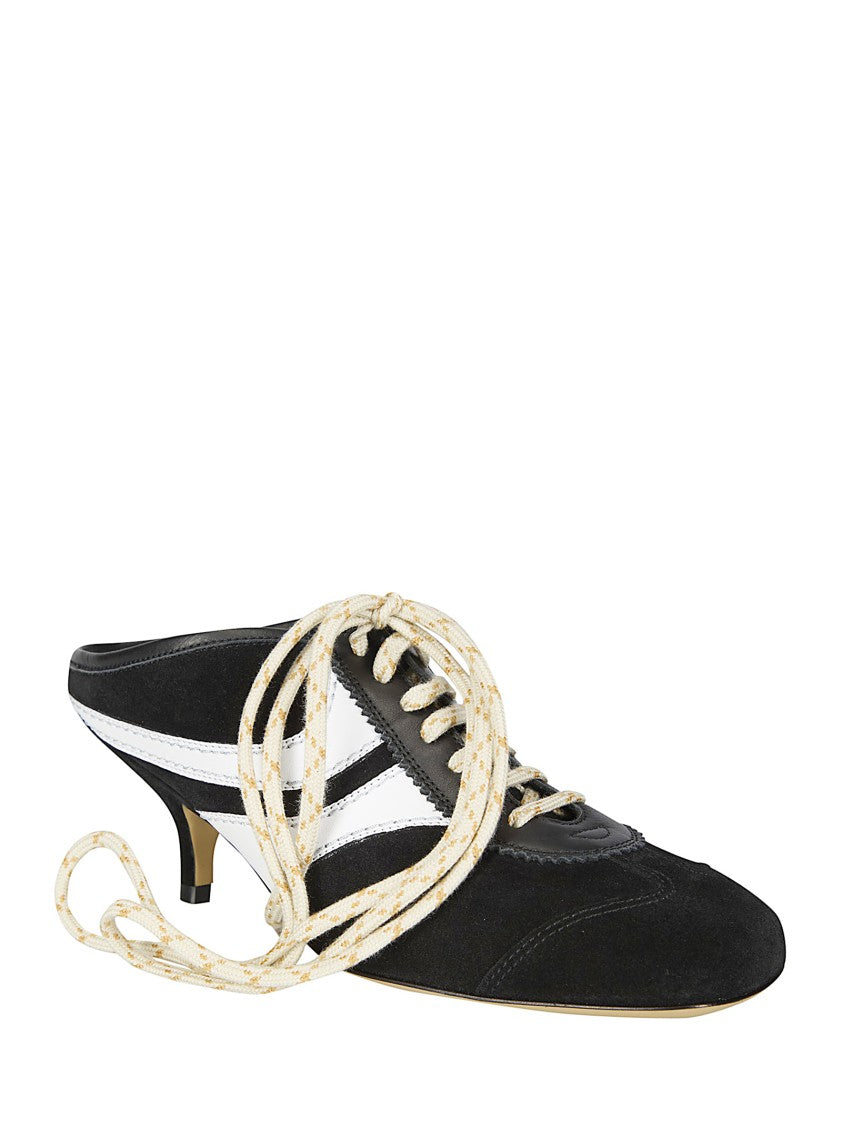 Dries Van Noten Lace-Up Black Suede Mules