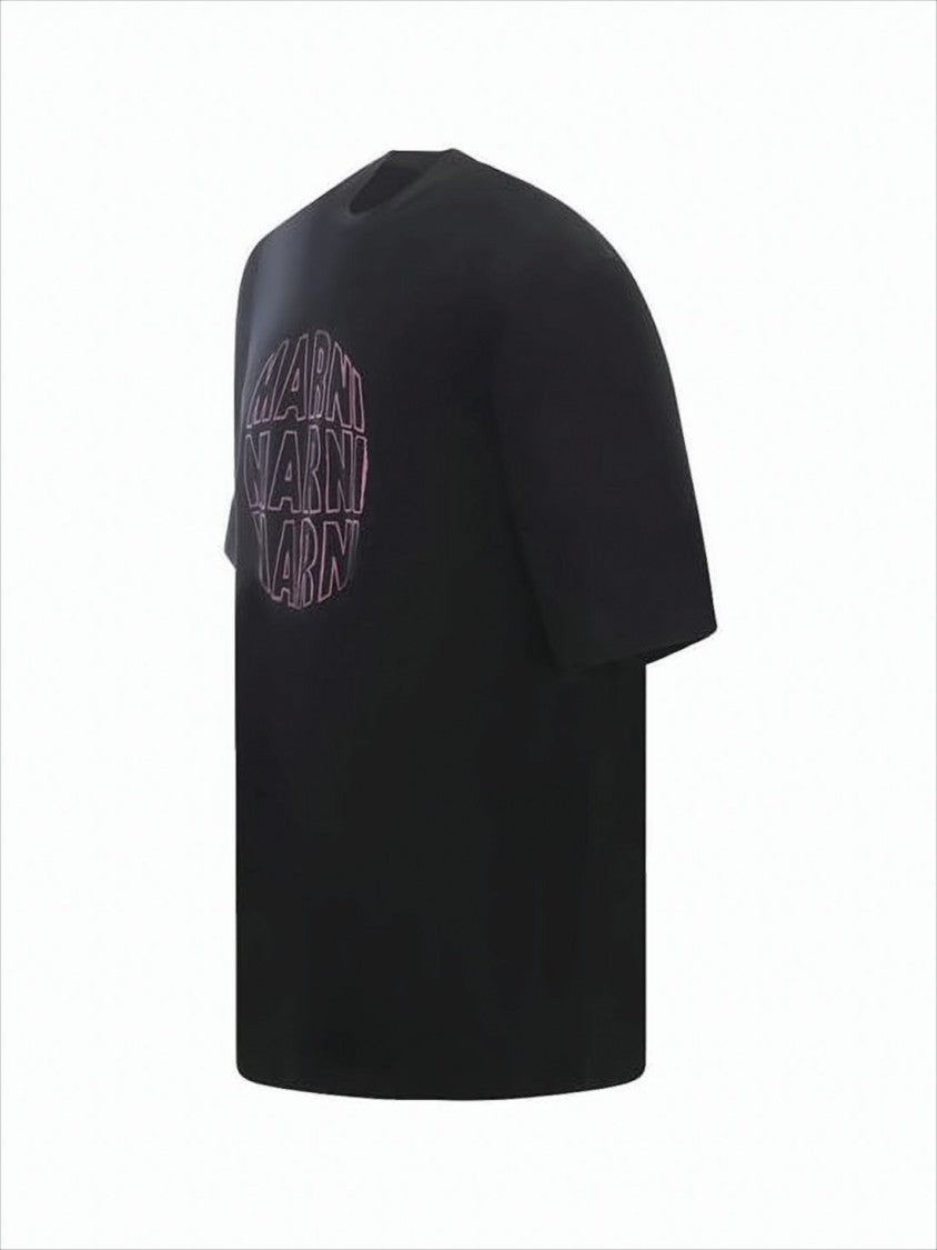 Marni Relaxed Fit Black T-Shirt With Bold Graphic Print