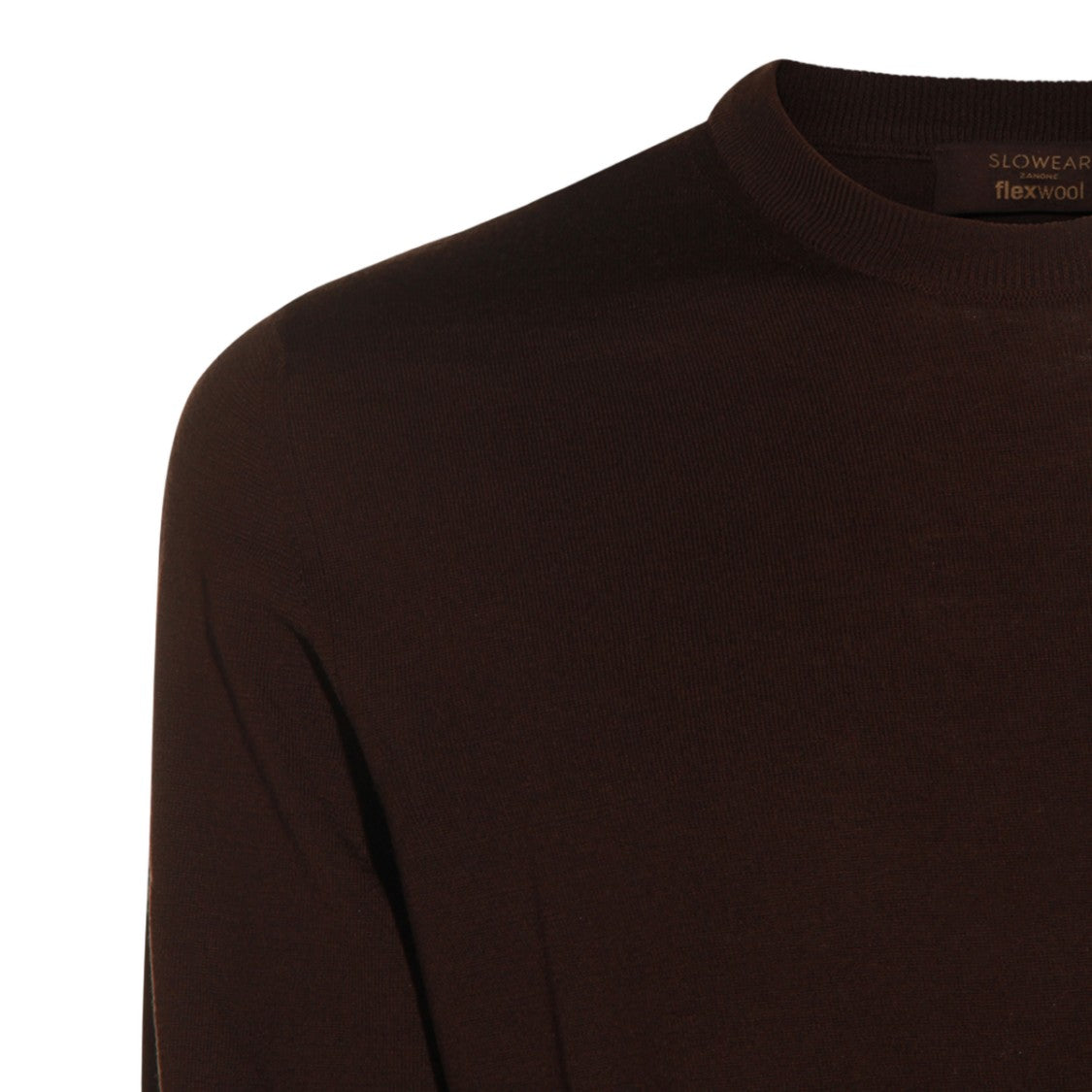 Zanone Brown Fine-Knit Sweater With Classic Crew Neckline