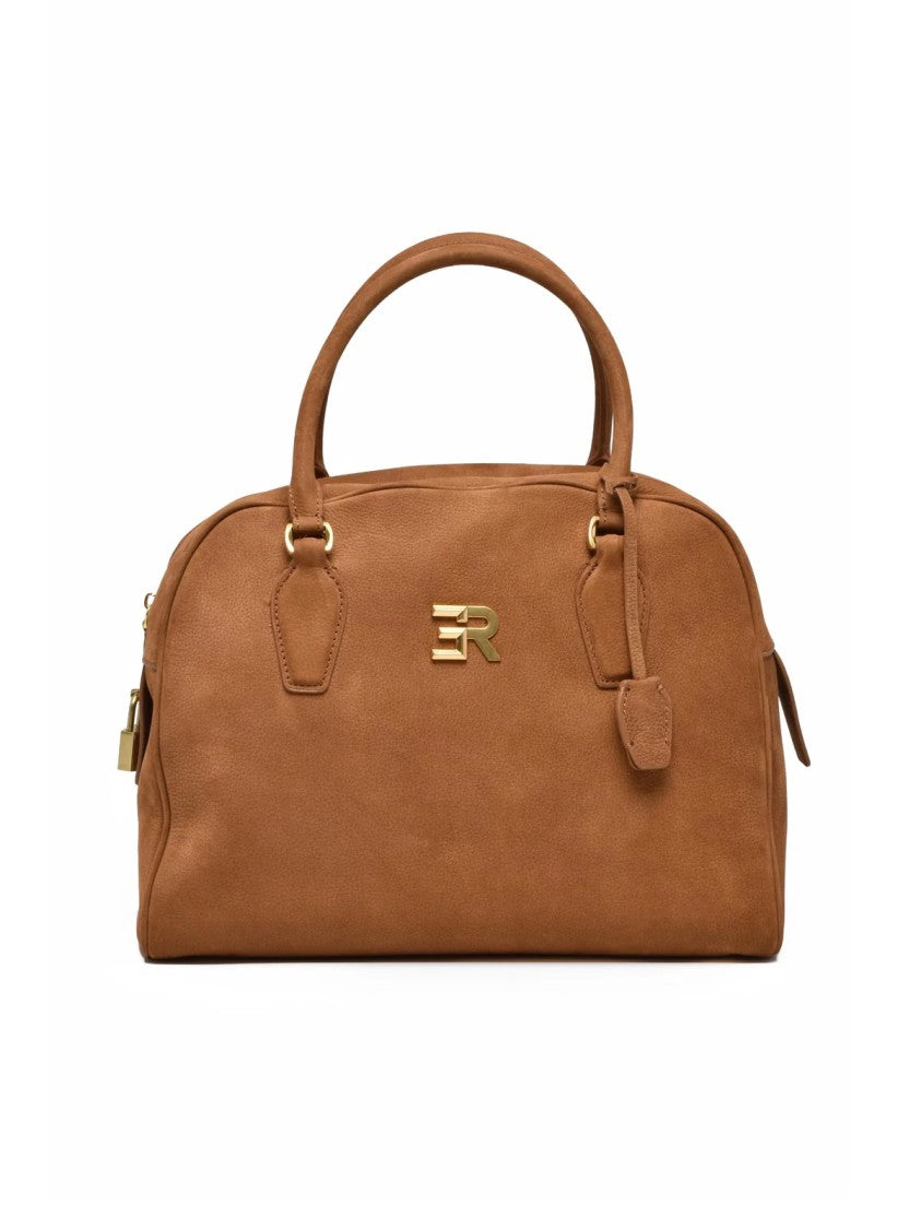 Ermanno Firenze Ermanno Firenze Anita Suede Handbag With Structured Design And Gold Accents