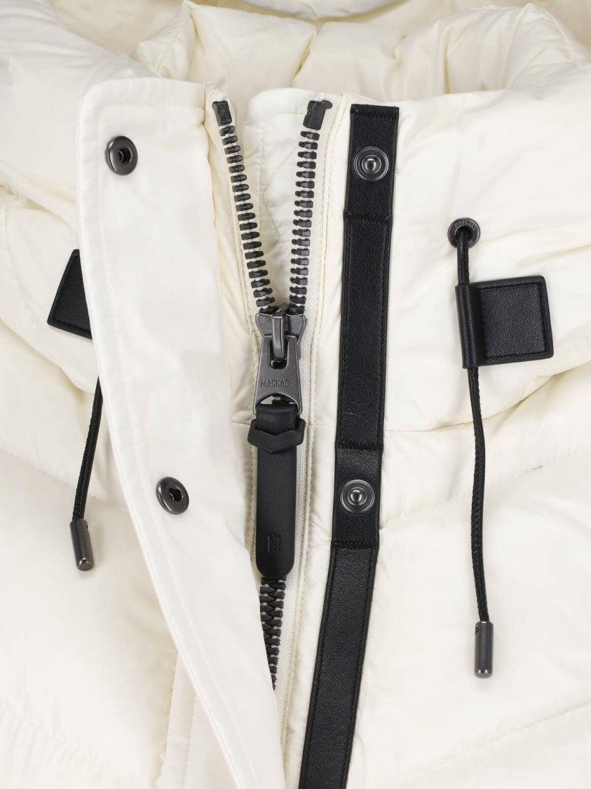 Mackage White Calina Waterproof Belted Down Jacket