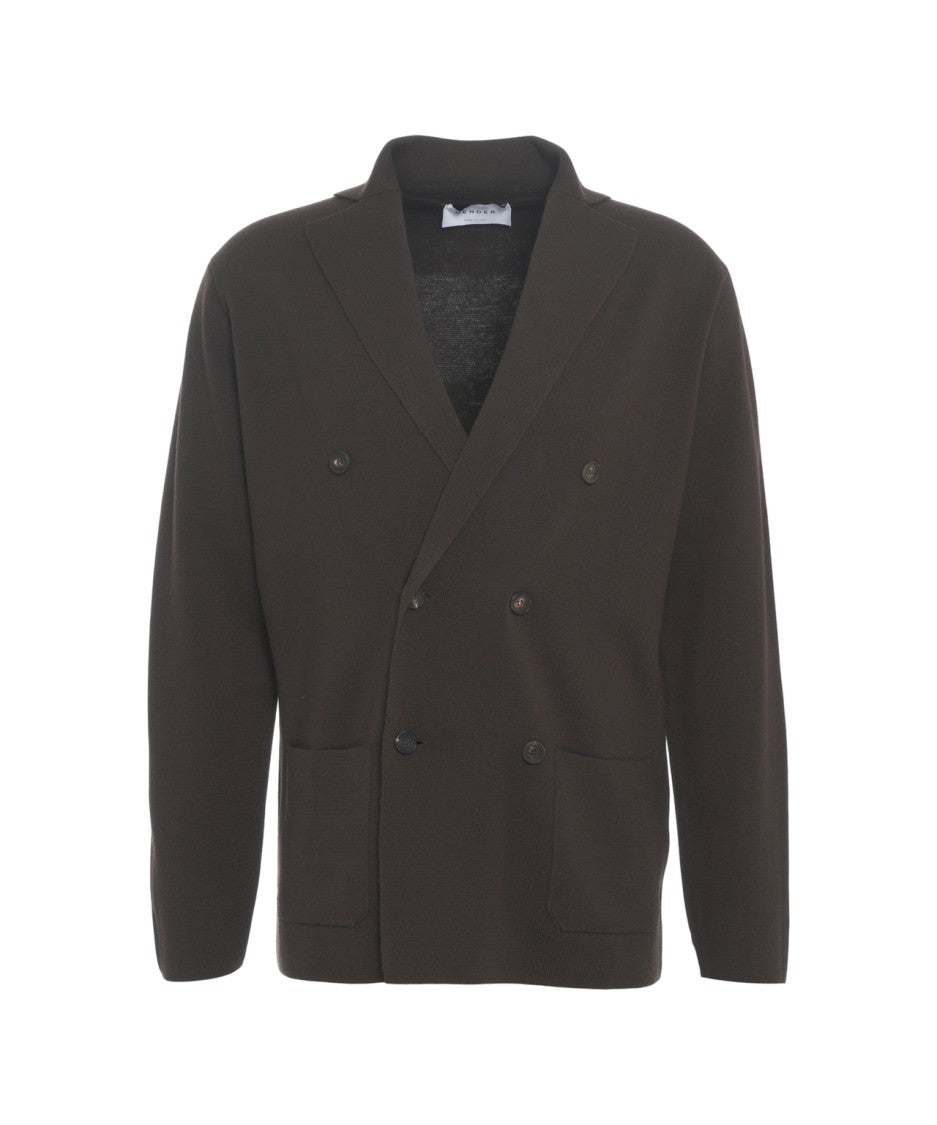 Gender Double-Breasted Blazer With Notched Collar