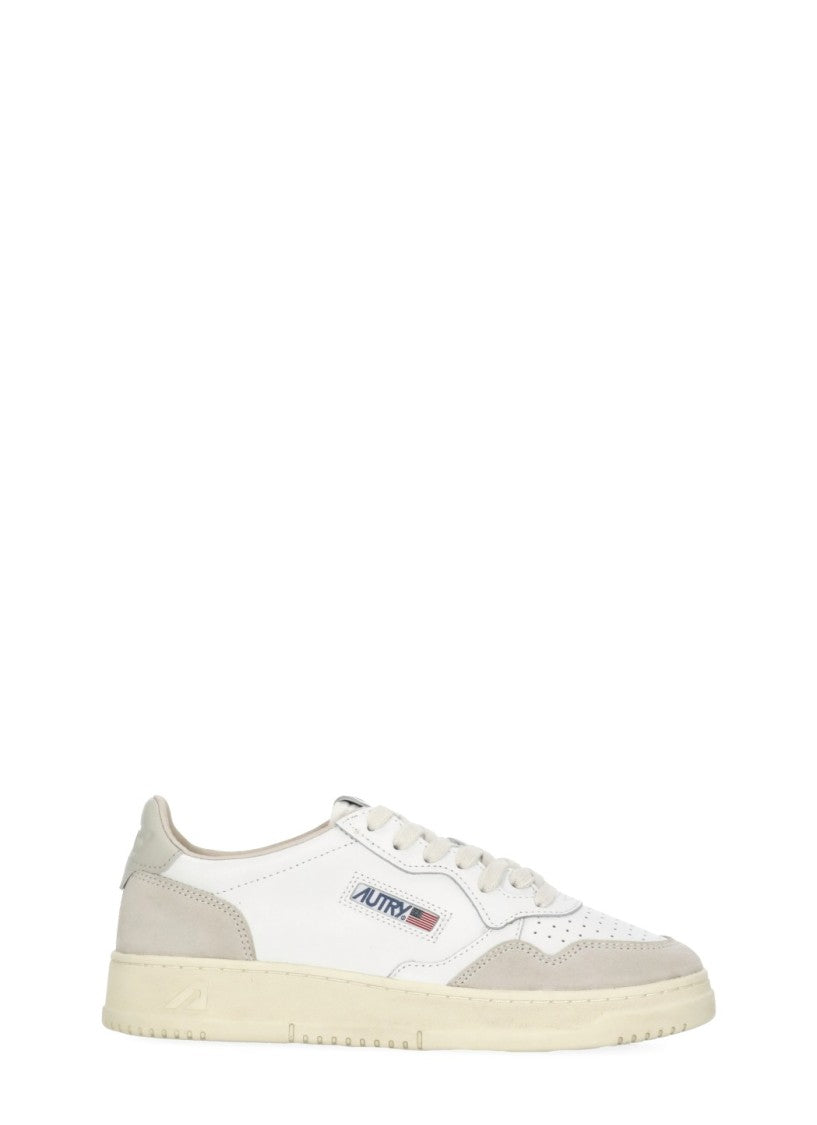 Autry White Medalist Low Leather-Blend Sneakers