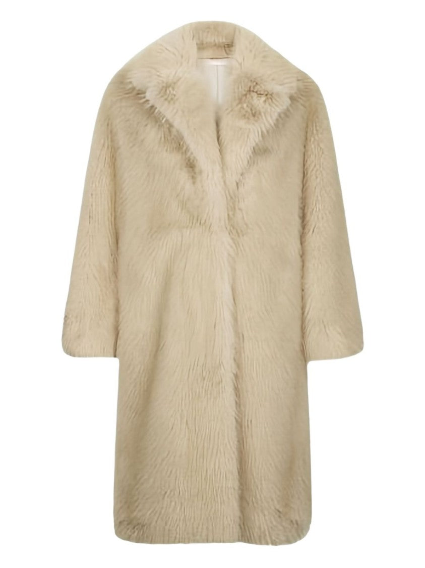 Liu Jo Faux Fur Beige Jacket With Three-Quarter Sleeves