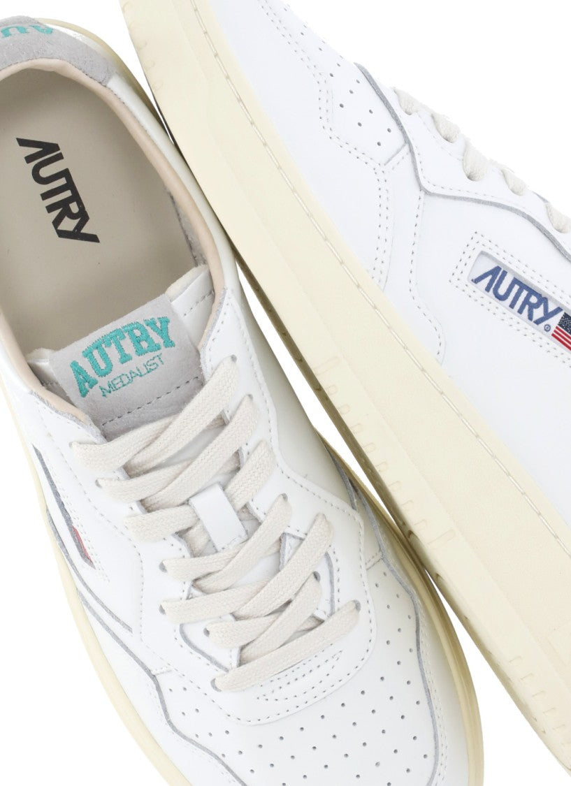 Autry White Medalist Low Suede Upper Sneakers