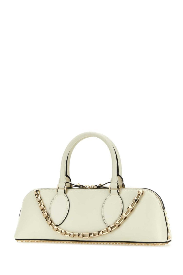 Valentino Garavani Ivory Leather Rockstud East-West Handbag