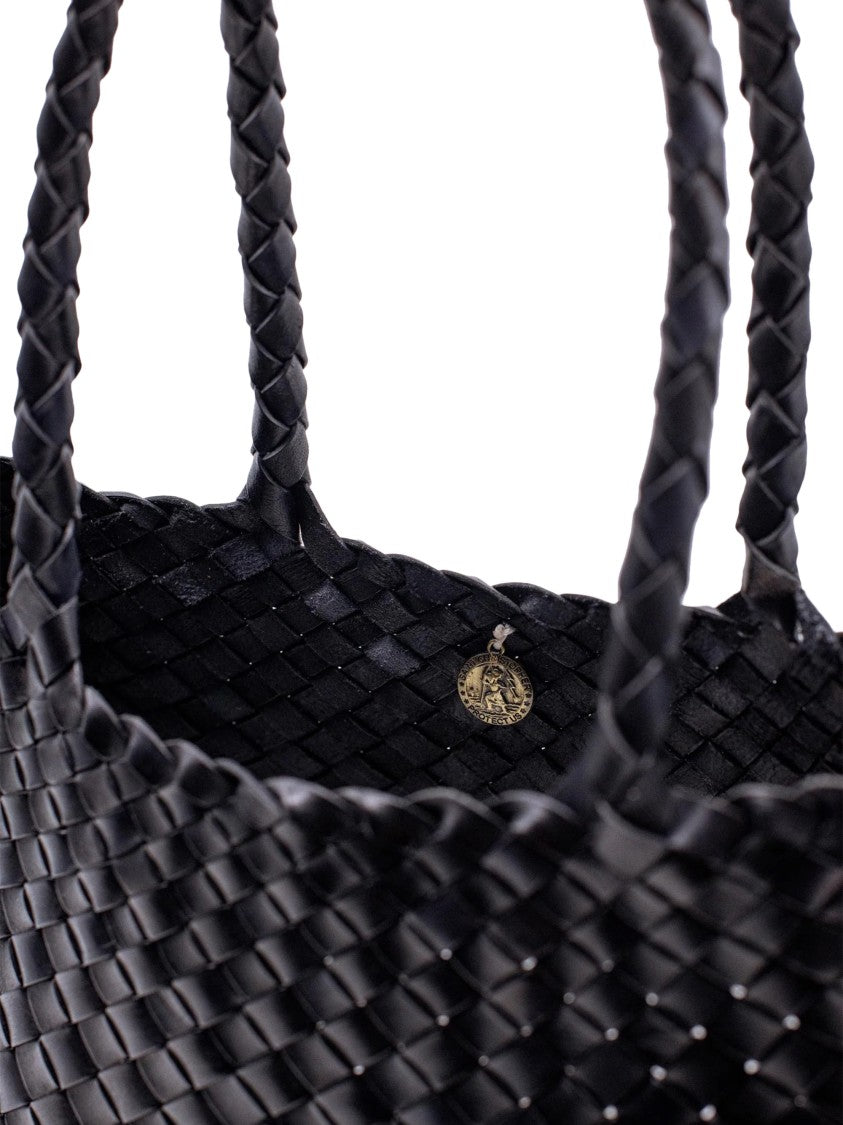 Dragon Diffusion Intricately Woven Black Buff Calf Leather Handbag