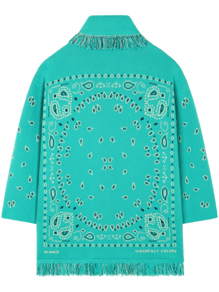 Alanui Jacquard Bandana Cardigan With Fringed Edges