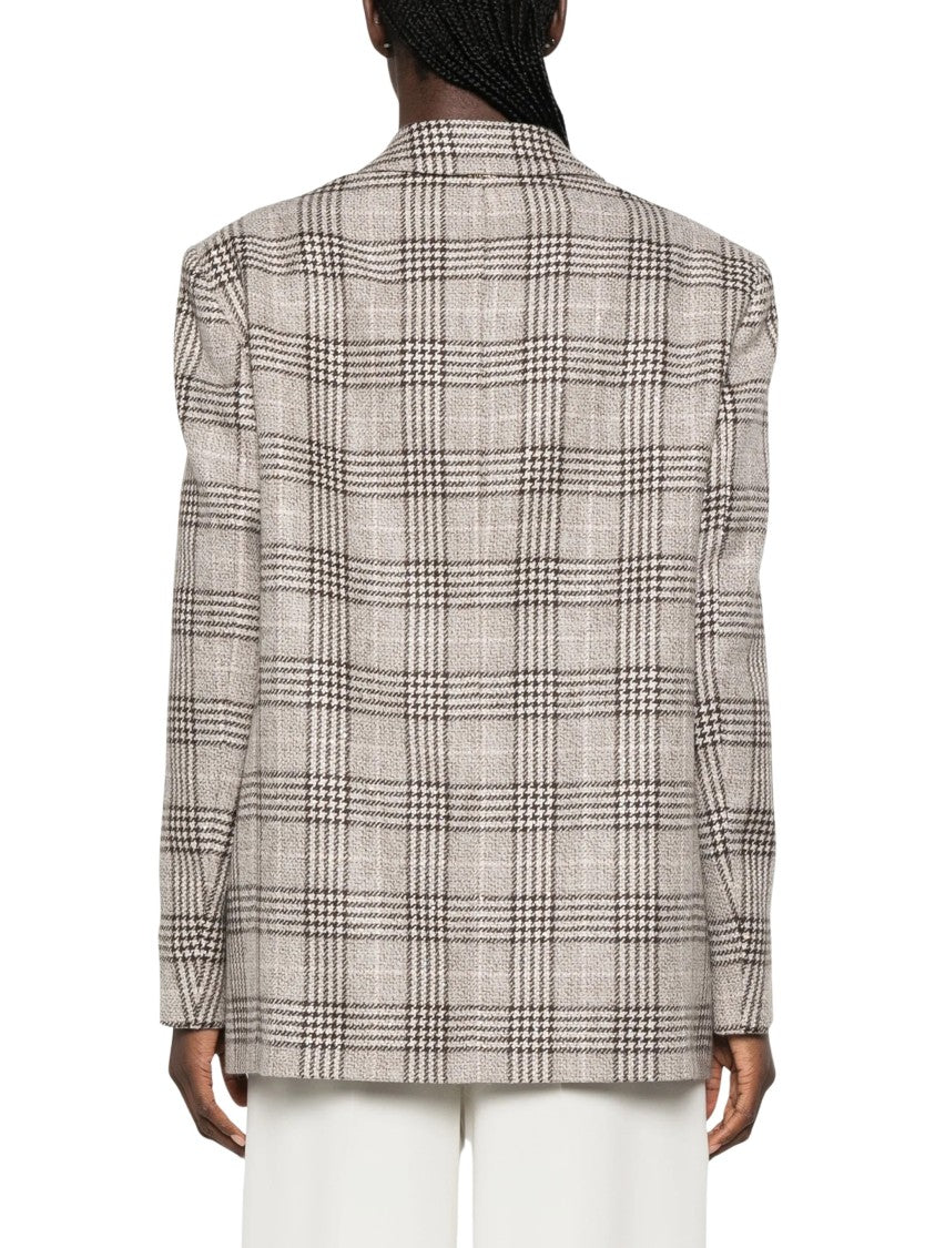 Twin-Set Blazer Check Beige Check Wool-Blend Blazer