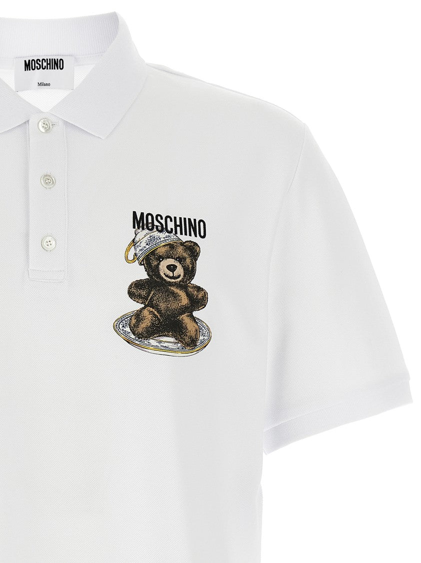 Moschino Piqué Cotton Polo Shirt With Logo Print