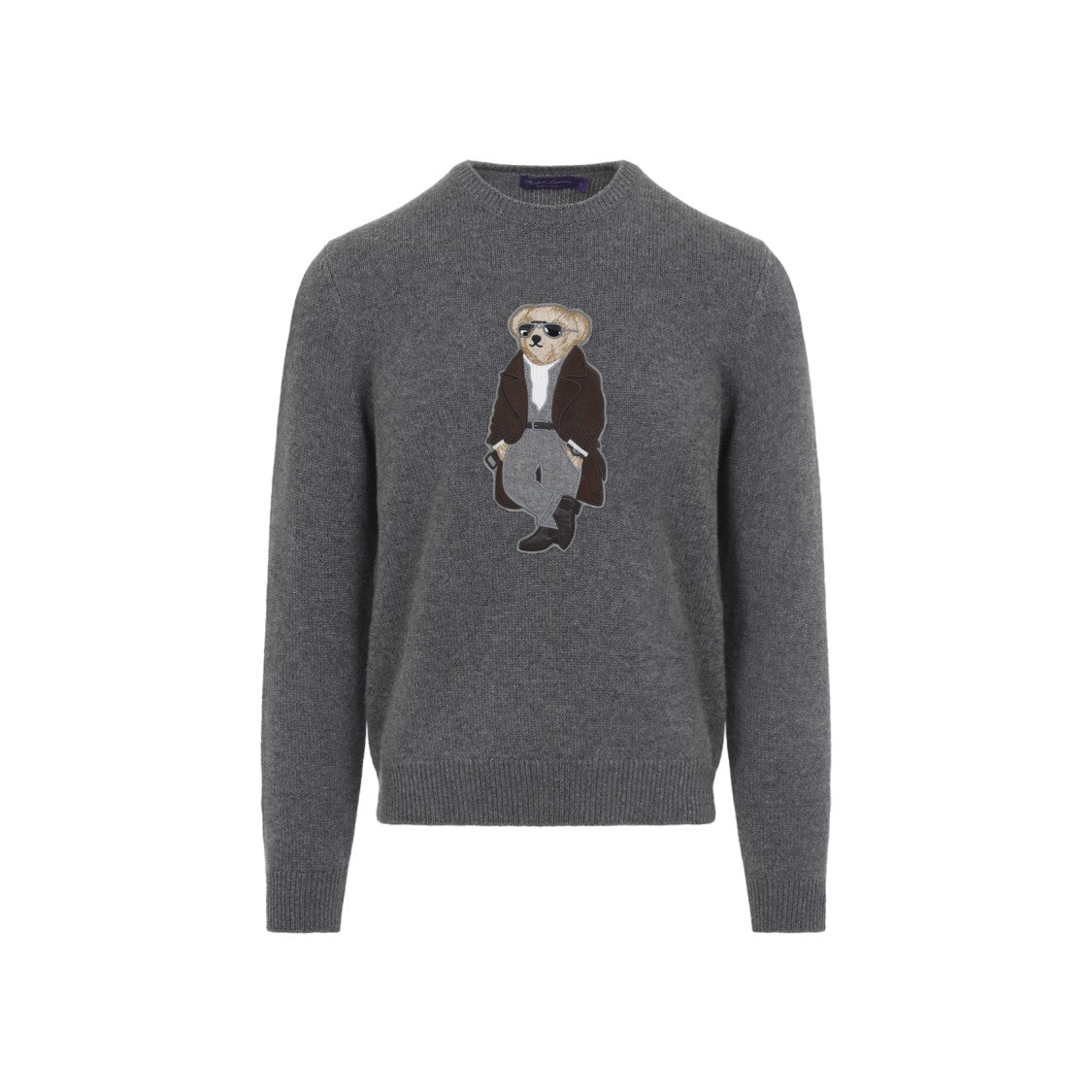 Ralph Lauren X Purple Label Medium Grey Melange Cashmere Bear Pullover