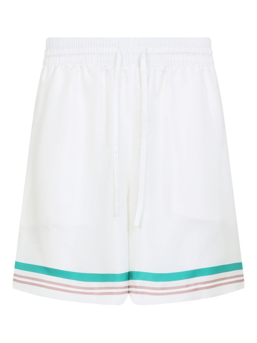 Casablanca White Silk Bermuda Shorts