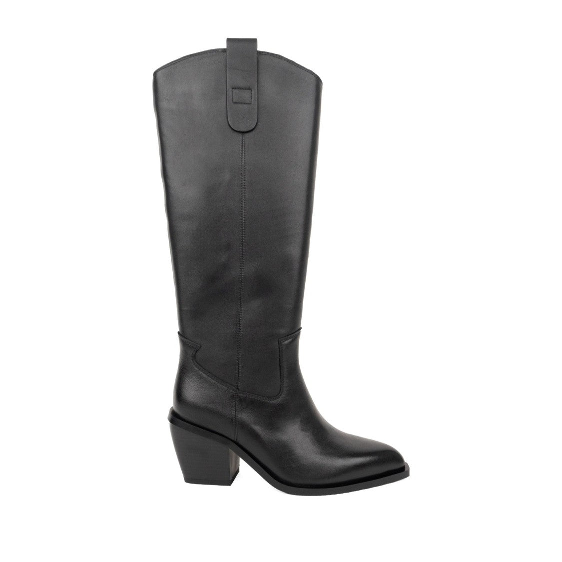 Linda Baumann Black Pointed Toe Sturdy Block Heel Low Boots