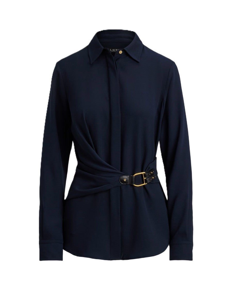 Lauren Ralph Lauren Navy Blue Kreshay Recycled Blouse Shirt