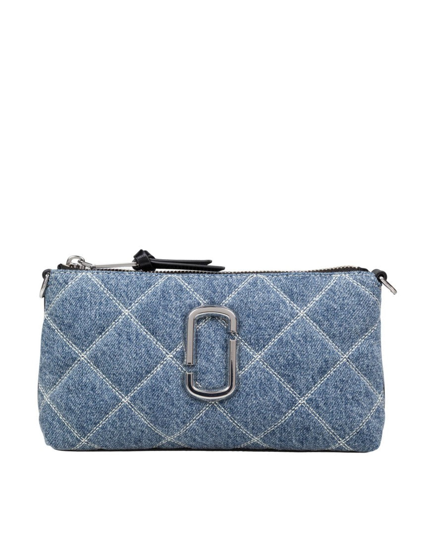Marc Jacobs The Snapshot Quilted Denim Clutch Blue