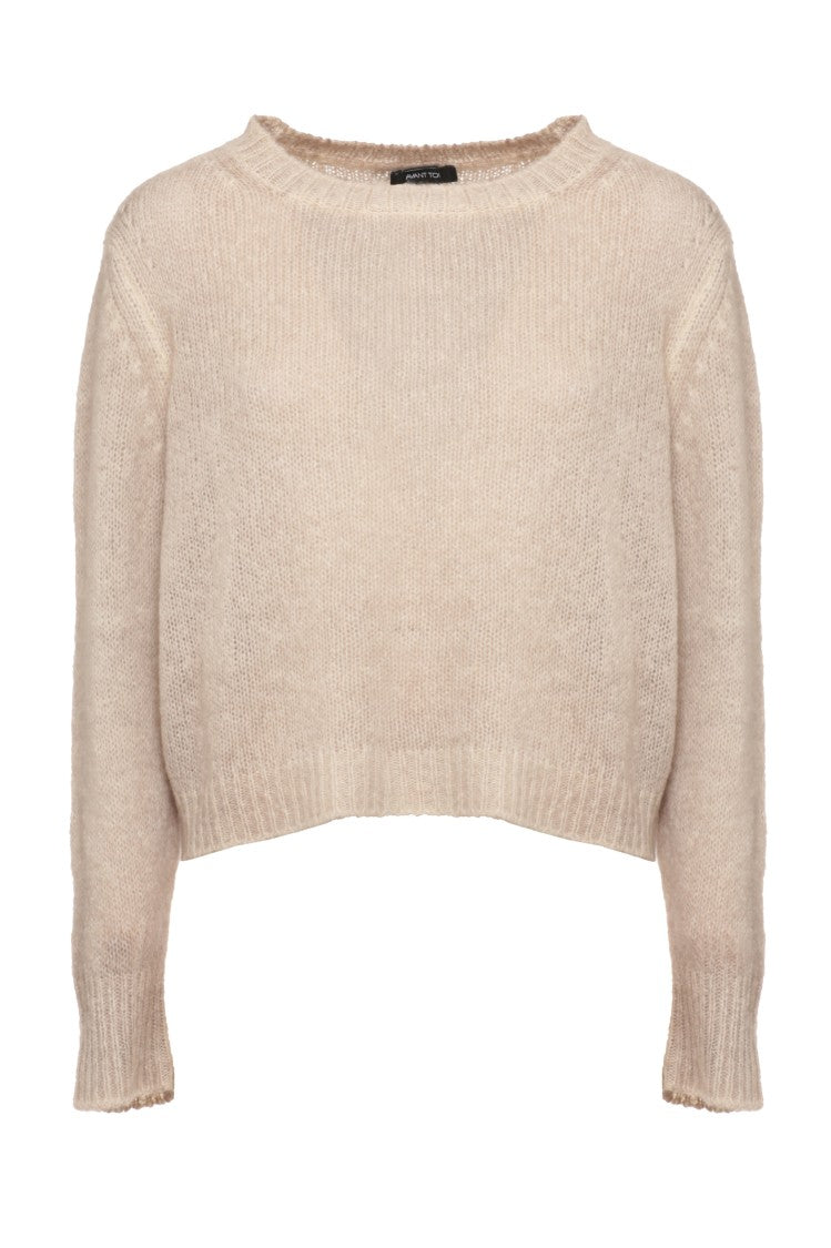 Avant Toi Cropped Cashmere Sweater With Ribbed Edges And Relaxed Fit