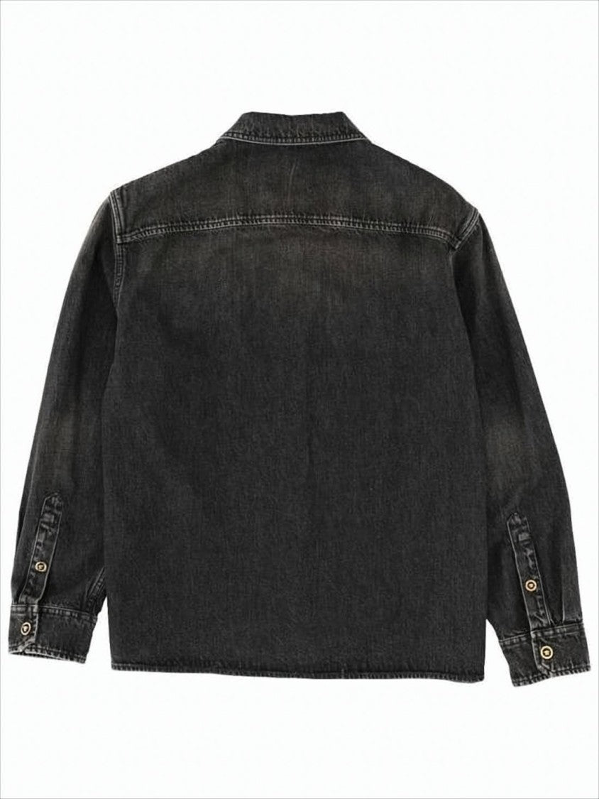 Versace Washed Black Denim Long-Sleeve Versace Shirt