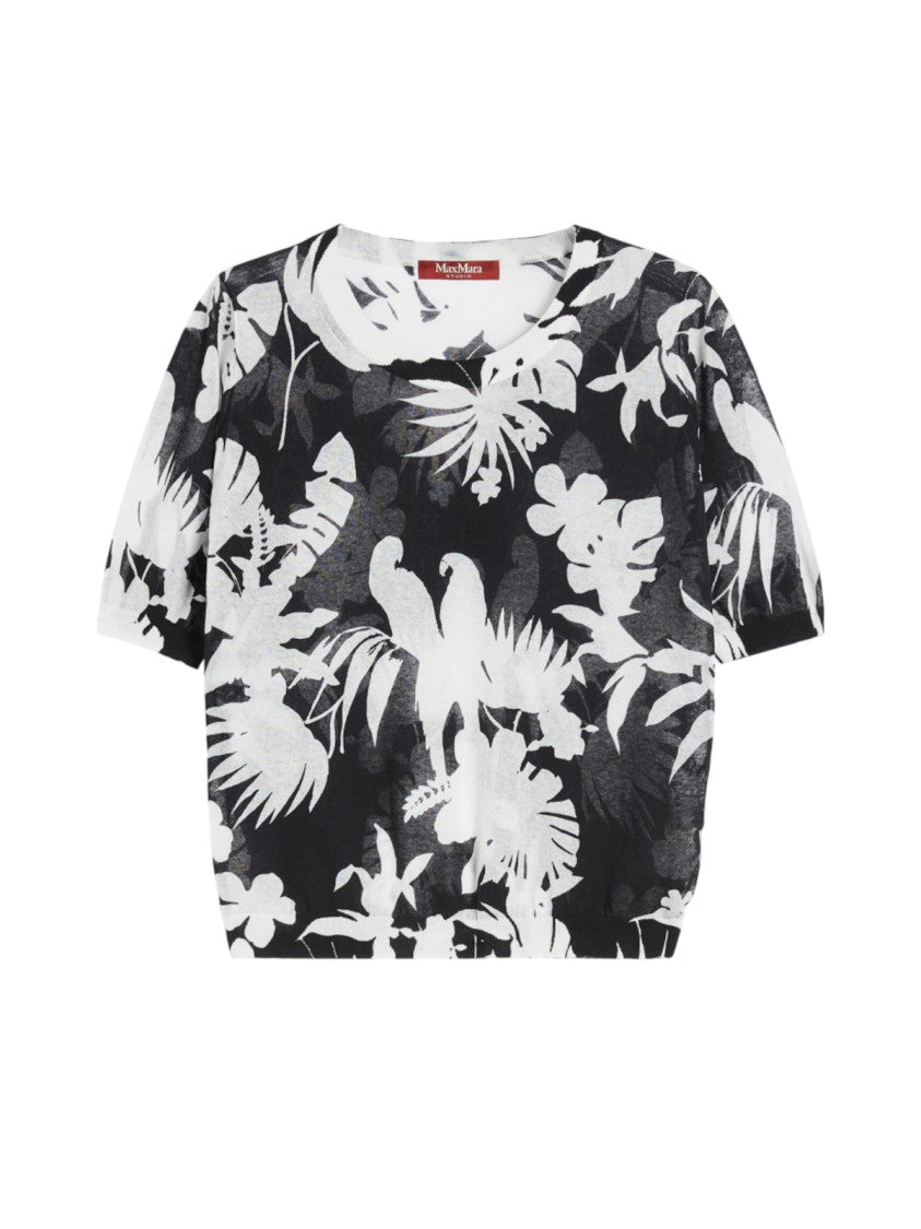 Max Mara Cropped Top With Bold Tropical Leaf Print