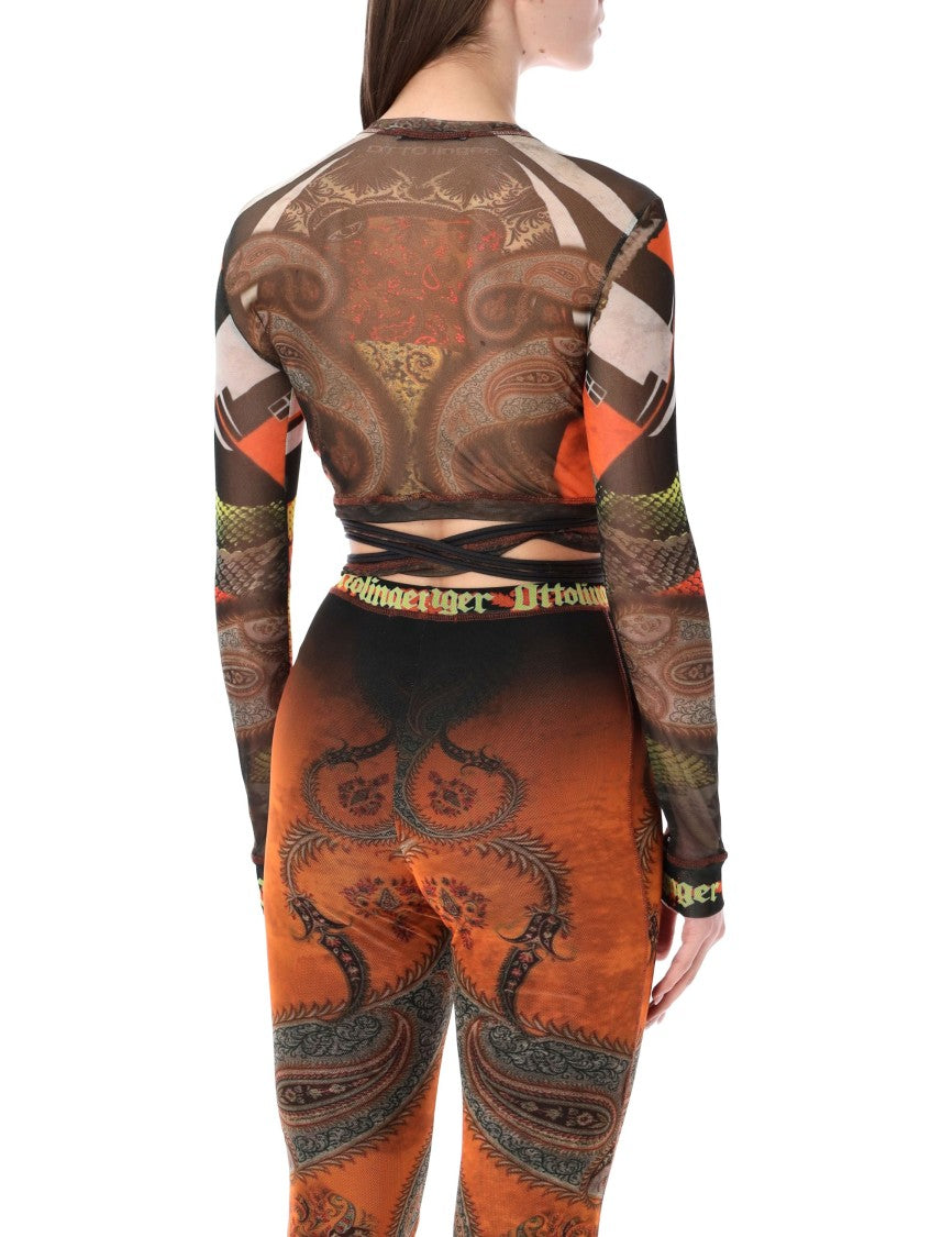 Ottolinger Mesh Semi Transparent Paisley Long Top