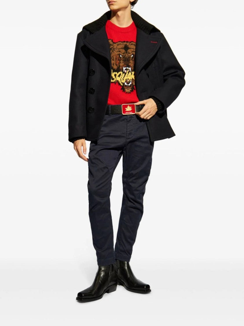 Dsquared2 Knit-Panel Double-Breasted Jacket